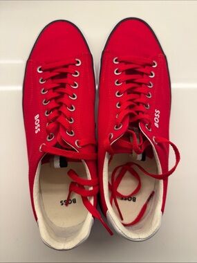 Boss Red Canvas Low-Top Sneakers with White Accents
